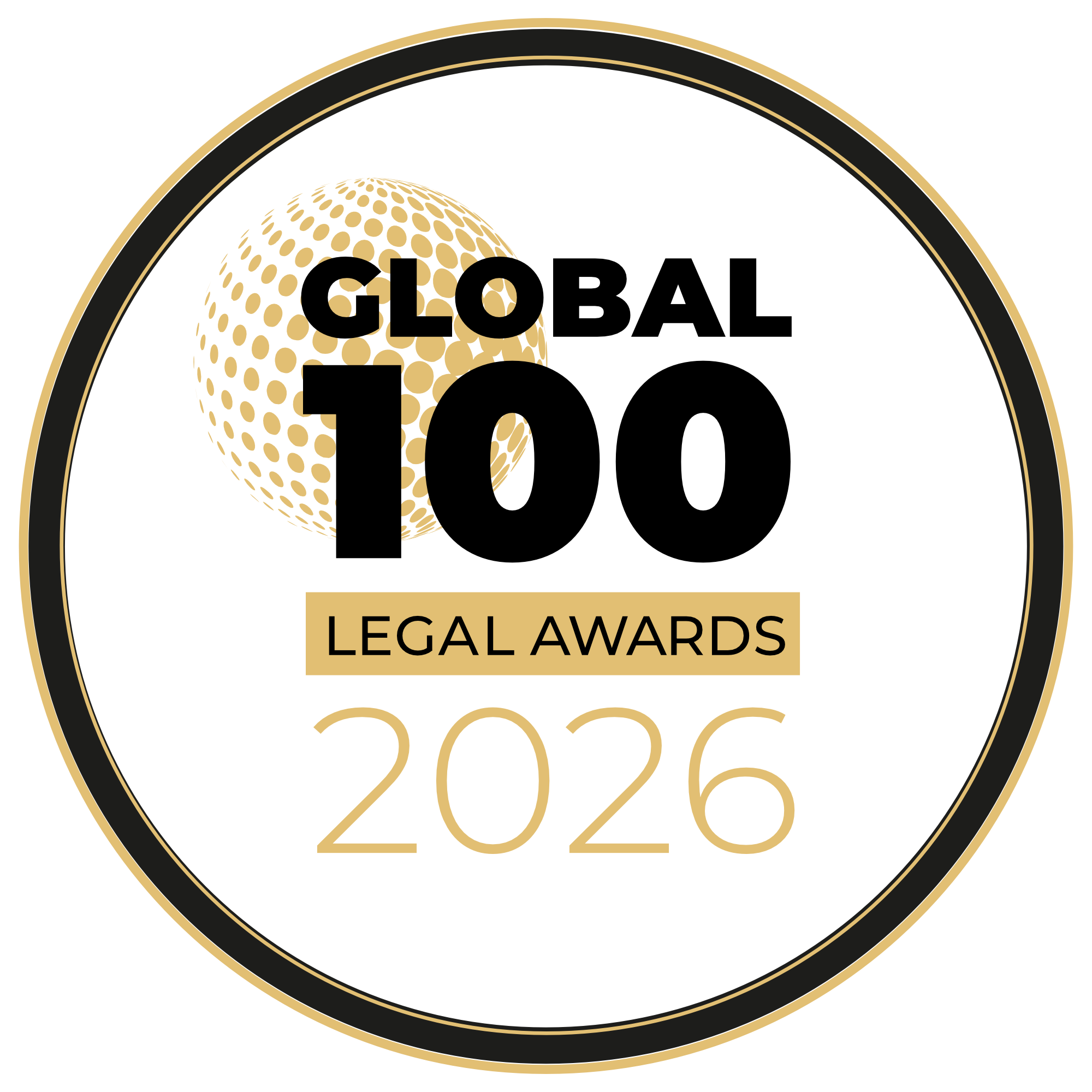 Global 100 Legal Awards 2026 Winner badge