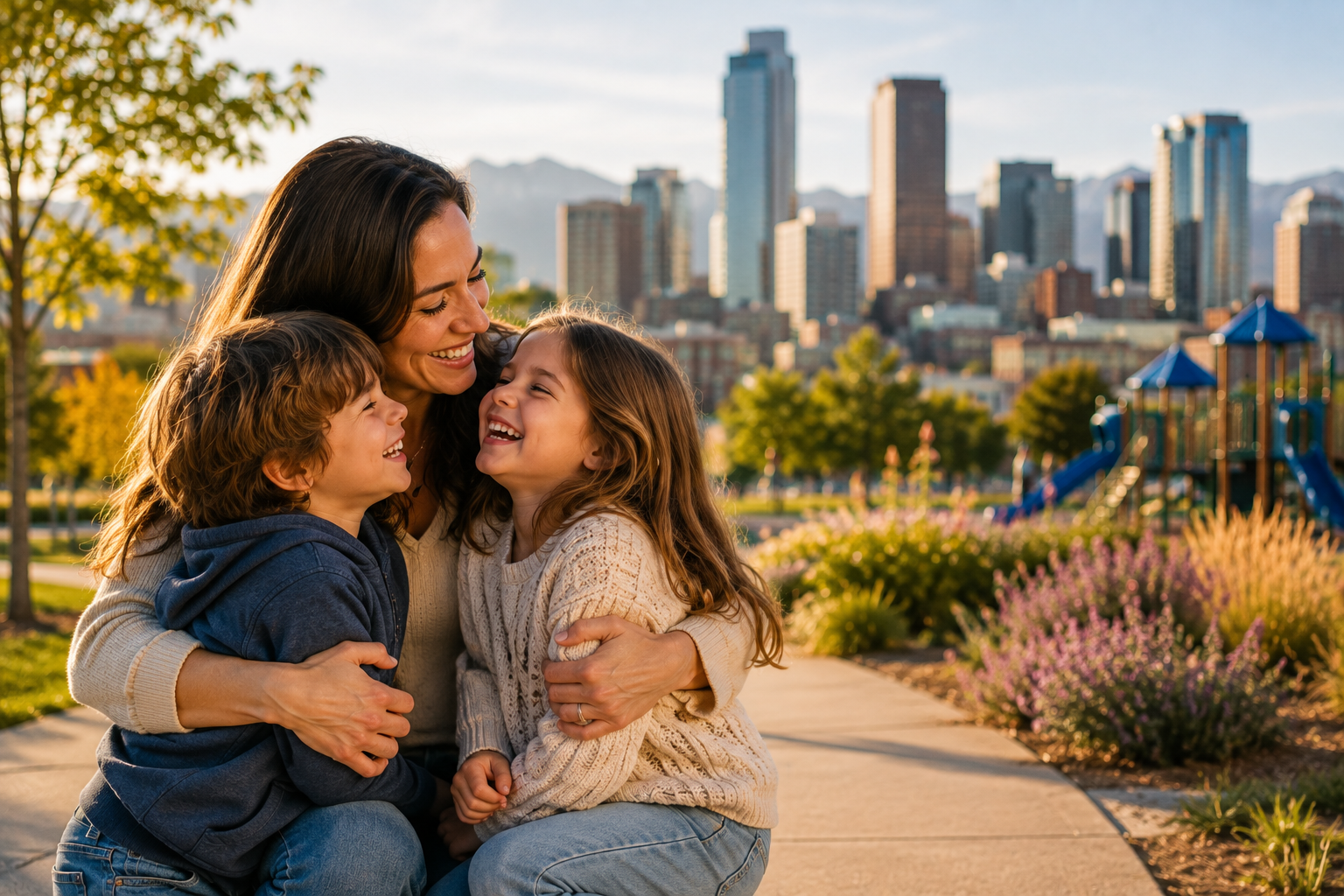 Happy family representing Denver child custody legal services