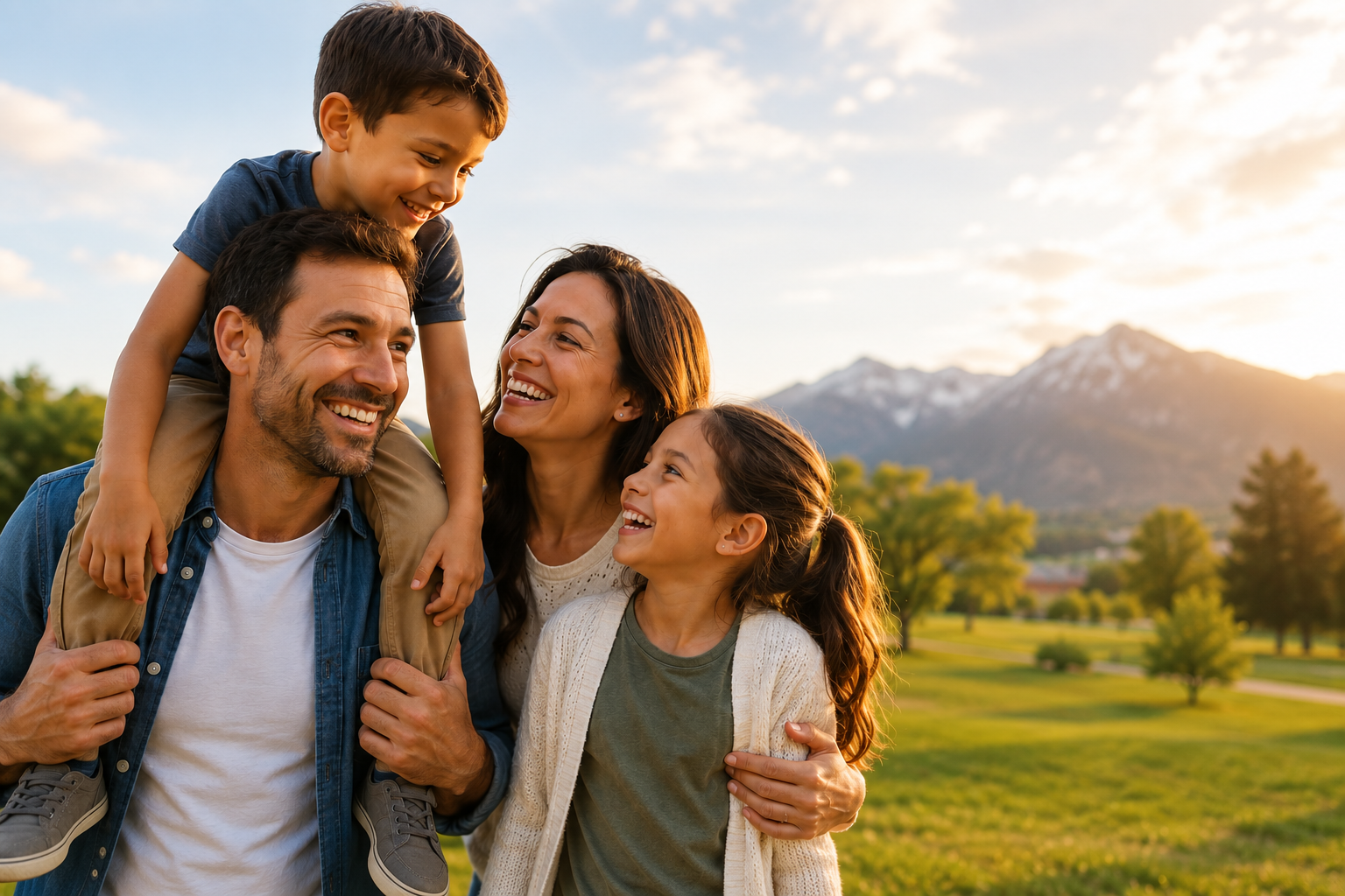 Happy family representing Denver child support legal services